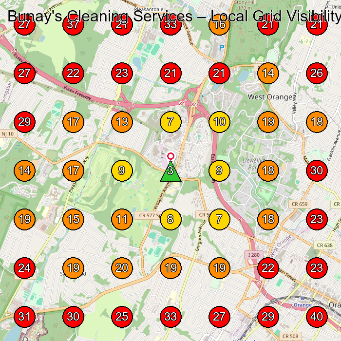 Bunay's Cleaning Services GeoGrid visibility map for House Cleaning Service in West Orange